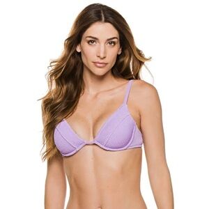 GIGI C Lexi Underwire Bikini Top in Jewel Purple Textured Padded Size XS NWT